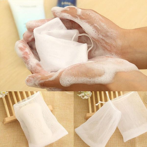 

wholesale-10pcs/lot non-toxic double-layer soap net handmade soap easy bubble mesh bag white color
