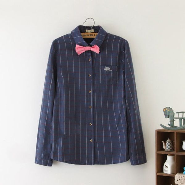 

classic bow blouses fashion plaid shirts in cage women blouses shirts women 2020 summer easy match long sleeve, White