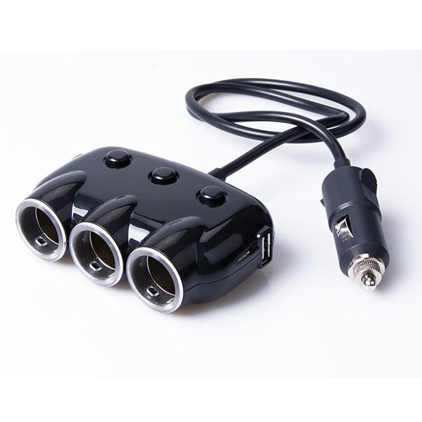 

dc12~24v car charger with cable 3 port with gift box wholesale usb car charger