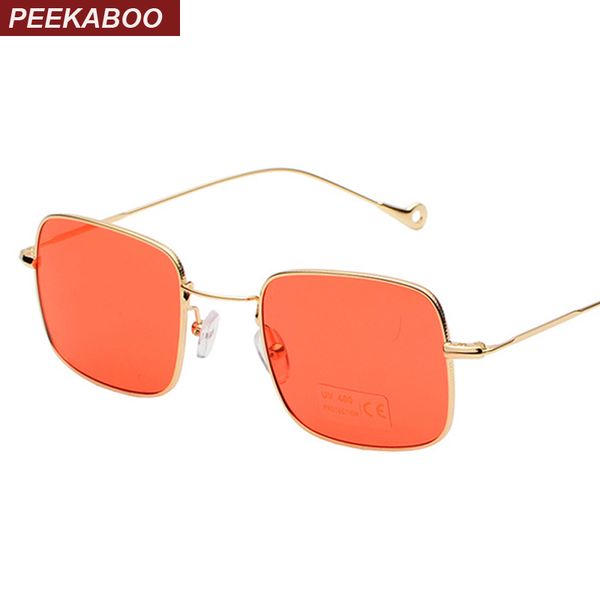 

wholesale- peekaboo rectangular sunglasses men red yellow blue clear lens sun glasses for women square metal male uv400, White;black