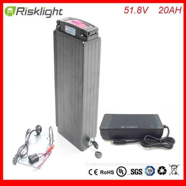 Bicicletta elettrica fai-da-te 1500 watt 14 s 52 v 25ah portapacchi ebike batteria agli ioni di litio 51,8 v batteria bici elettrica con caricatore e bms