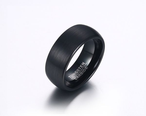 

wedding ring comfort fit 8mm domed brushed black tungsten carbide wedding ring in usa and europe, Slivery;golden