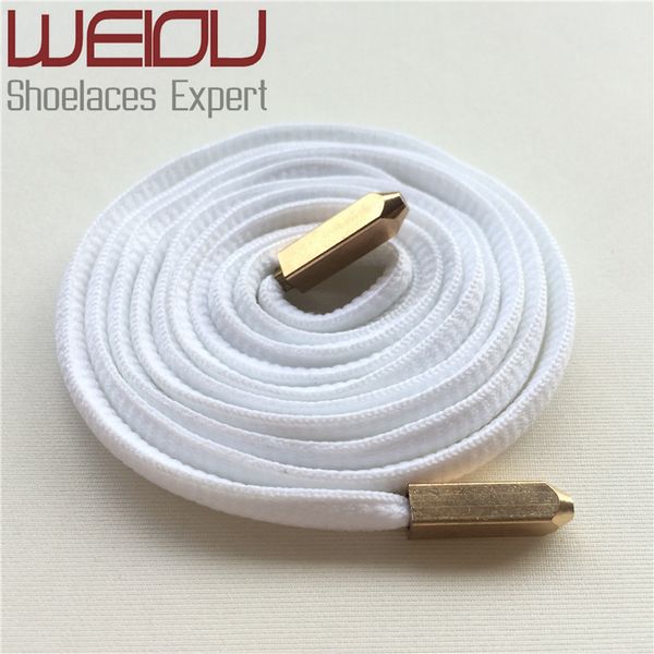 

weiou новая мода овальные шнурки полиэстер шнурки с мэттом золото винт на металл уголки для ботинок кроссовки сплошные цвета 120см, White;pink