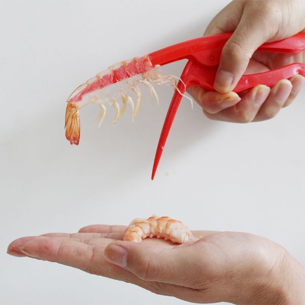 Kırmızı Karides Deveiner Karides Peelers Cihazı plastik deniz kabuklu deniz ürünleri makas araçları gereçler yaratıcı mutfak alet ...