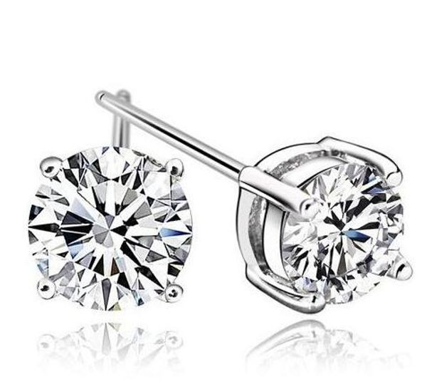 

new fashion sier plated austrian crystal earrings for men women diaomnd zircon stud earrings nice gift brinco masculino wholesale price, Golden;silver