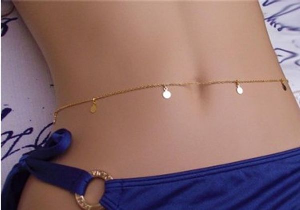 

womens belly chain 14 sequines gold plated bikini body chain beach waist chain, Silver