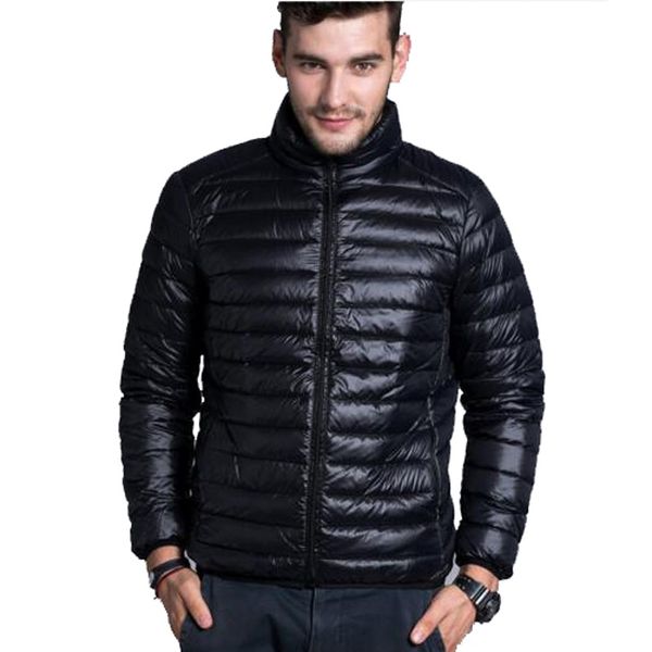 

wholesale- winter padded jacekt men's brand thin duck down collar casual warm coat outerwear parka jackets plus size xxxl down jacket m, Black