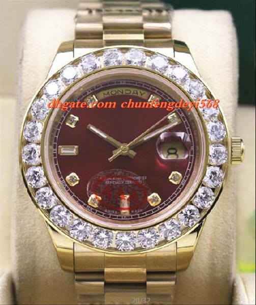 

Fashion Luxury Wristwatch 18k Yellow Gold Brown Dial 41MM 18038 Bigger Diamond Bezel Automatic Movement Men Watches Top Quality