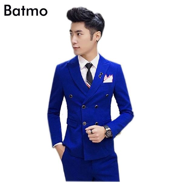 

wholesale- 2017 new arrival cotton double breasted blue suits men, wedding dress,size s m,,xl,xxl,xxxl,xxxxl, White;black