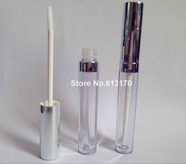 Quanlity alta Nova chegada 5 ML Mini Tubo de Brilho Do Lábio Vazio Plástico limpar bálsamo tubos com tampa de prata Pequena Amostra Recipiente Cosmético
