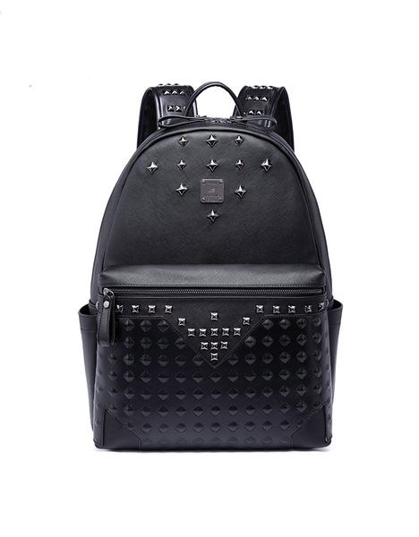

large capacity famous designer rivet punk style men shoulder backpack school student bookbag brand daypack travel bags