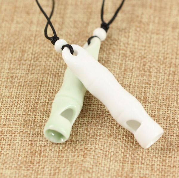 

ceramic whistle necklace retro whistle national wind long sweater chain wfn471 (with chain) mix order 20 pieces a lot, Silver