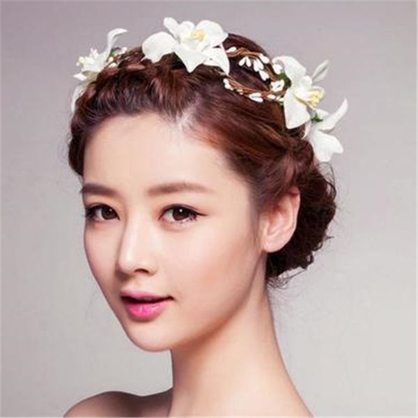

new fashion wedding bridal tiara flowers wreath with pink veil headdress bridesmaid hair accessories for women pageant prom, Silver