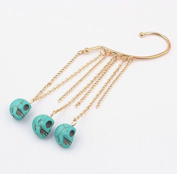 

New Fashion Skull Ear Cuffs Ear Hanging Earrings Cool Fashion Punk Style Skull Cuff Hanging Earrings