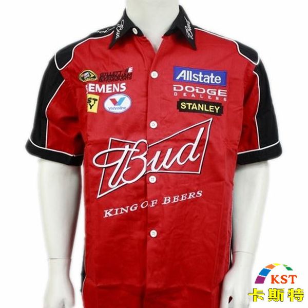 NOVA marca 2017 budweiser F1 casual roupas de verão frota clube equipe de roupas de carro karting deriva original macacões de carro da máquina