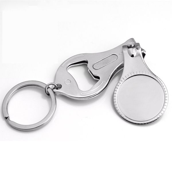 

3 in 1 New Fashion Key Rings High Quality Carbon Steel Nail Clipper Bottle Opener Bar Beer Tools Keychain Gifts