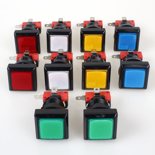 Preço de fábrica de 33mm máquina de jogo quadrado botão de arcade LED momentâneo botão push botão iluminado com microswitch