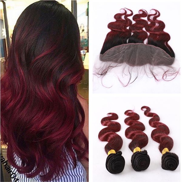 Dark Roots Burgundy Ombre 1b 99j Body Wave Malaysian Human Hair