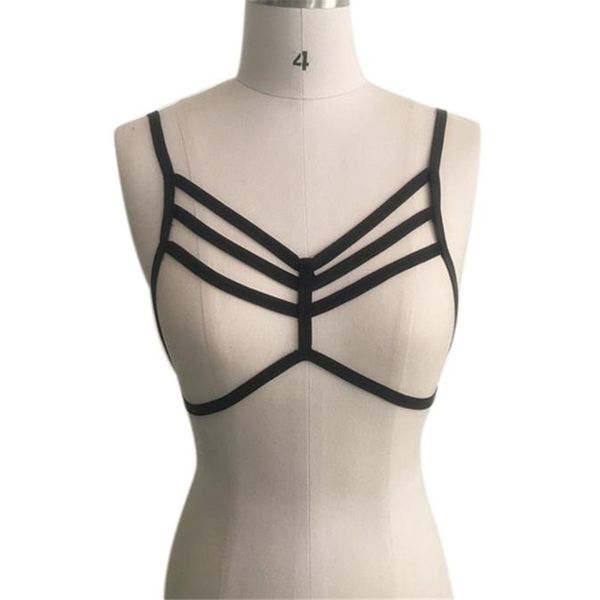 

wholesale- selling alluring women harness bra elastic cage bra strappy hollow out bra bustier & wholesale, White