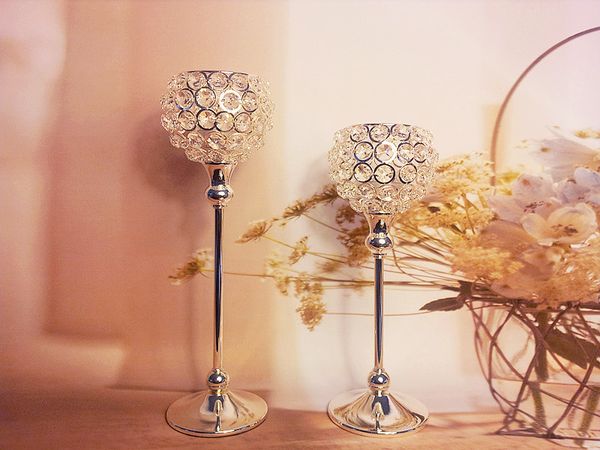 peças centrais de cristal com flor tigela / bola de cristal para decoração de casamento