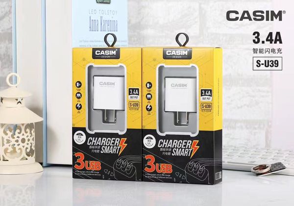 

CASIM оригинальный быстрое зарядное устройство 3.4 a Макс 3 порта USB США / ЕС зарядное у