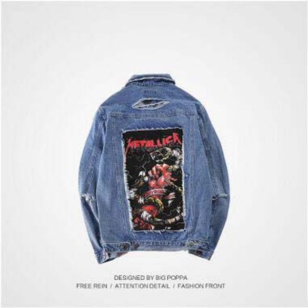 

2017 новые старинные потертые отверстие джинсовая куртка патч дизайн мыть рок джин