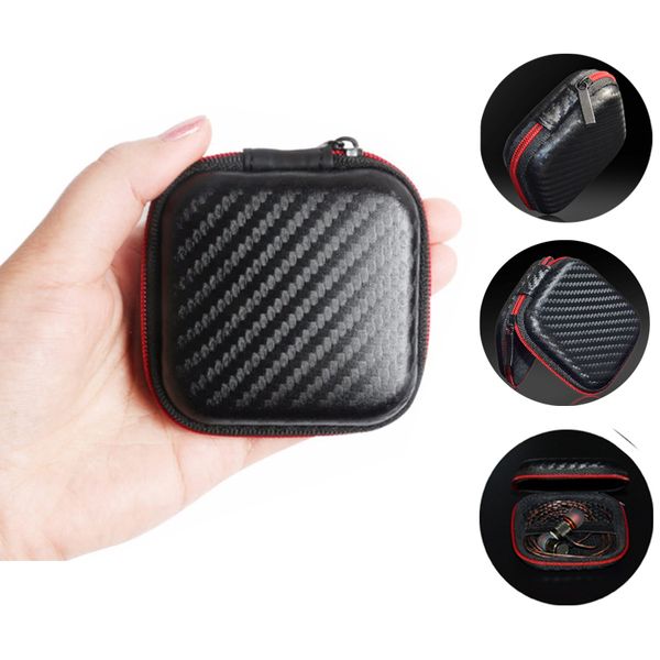

Newest EVA Black Fiber Zipper Earbuds Hard Headphone Case Storage Carrying Pouch Bag SD Card Hold Earphone Box Portable Carry Headset Cover
