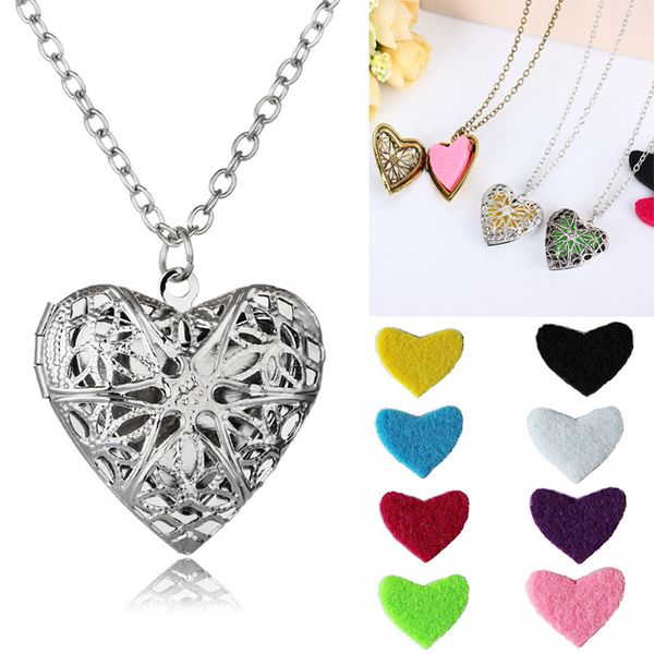 

Exquisite Vintage Perfume Heart Necklace Essential Oil Diffuser Locket Necklace Censer Women Gift Support FBA Drop Shipping B388Q