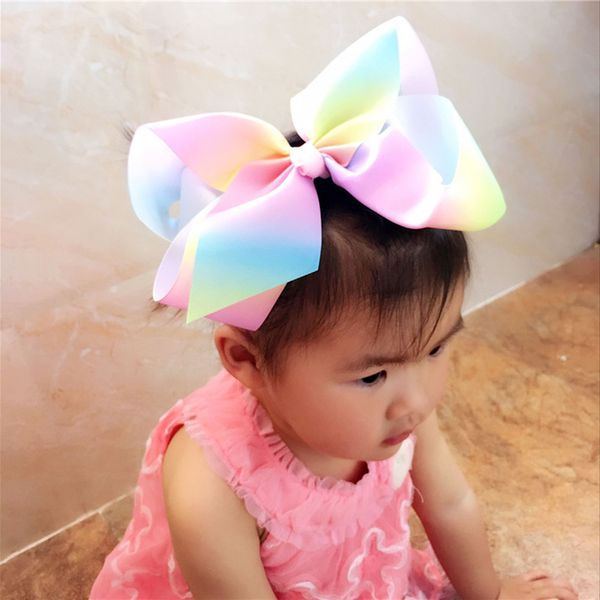 

6 шт. / лот большие волосы луки радужная нить с детьми бантом заколки для волос шпилька обернуть тюрбан повязка на голову головные уборы дет, Slivery;white