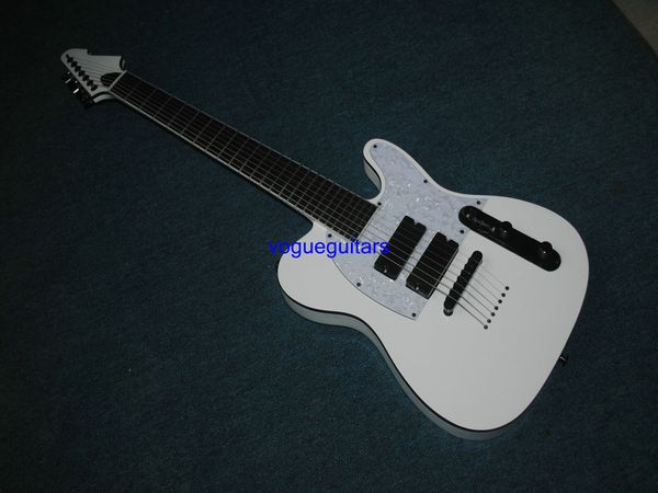 Kundenspezifische 7-saitige E-Gitarre, weißer einteiliger Hals, Ebenholzgriffbrett, E-Gitarre aus China, heiße OEM-Gitarre A123