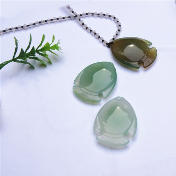 

natural agate goldfish (more) every year. talisman necklace pendantt, Silver