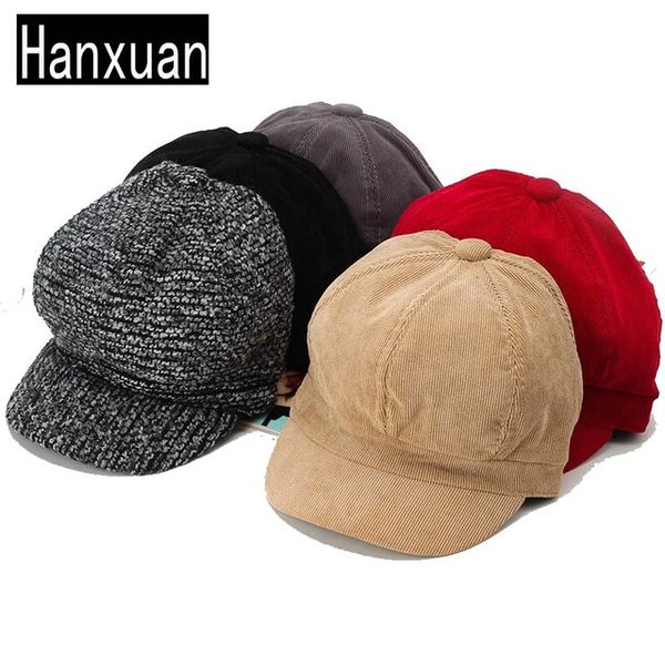 

wholesale-2016 fashion girl england cap beret vintage solid color corduroy hats female casual women beret caps winter woman hats, Blue;gray