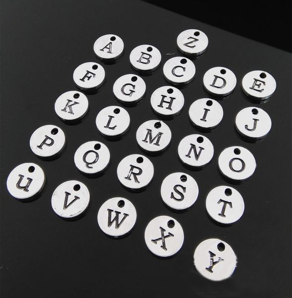 

wholesale- wholesale 26 a-z alphabet letter charms stamped latest silver metal customized initial matching with with ring bracelet charm, Bronze;silver