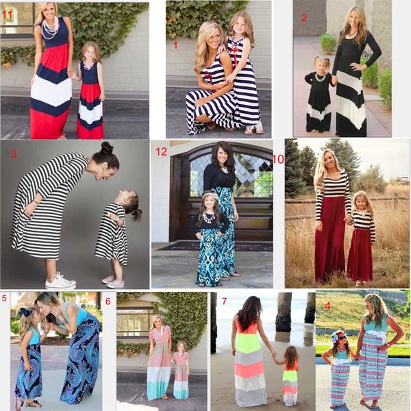 40 stili Vendita calda per famiglie mamma vestito abbigliamento da famiglia abbinata estate abito da spiaggia colorato spedizione gratuita