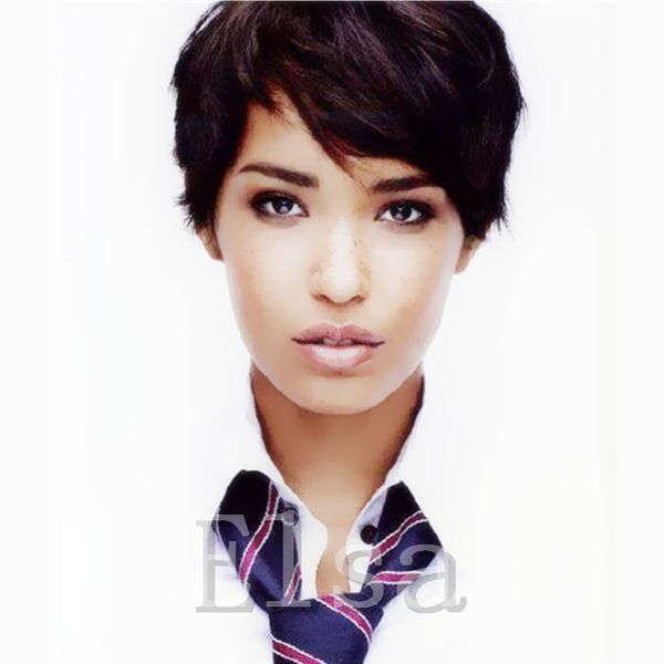 Full Lace Rihanna Chic Cut Short Human Hair Wigs Unprocessed