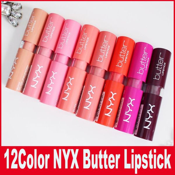

12 colors women nyx butter lipstick factory price long lasting lip gloss professional makeup nyx butter liptstick