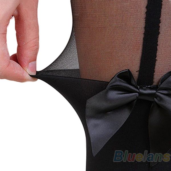 

wholesale- 2016 new vintage cute stockings pantyhose tattoo mock bow suspender sheer tights, Black;white