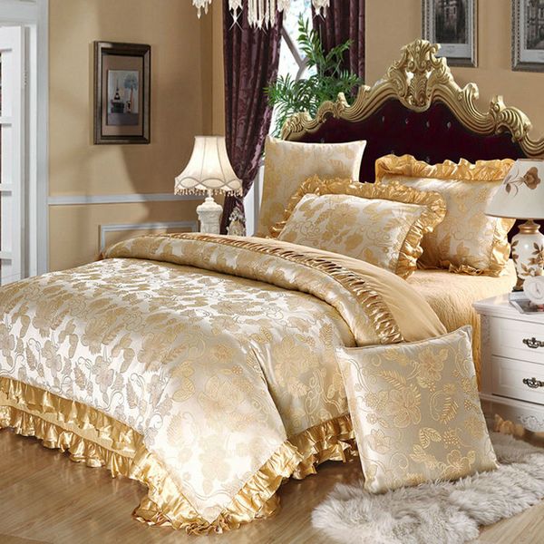 

wholesale- luxury jacquard bedcover cotton satin bedding set  king size 4pc or 6pcs duvet cover sets