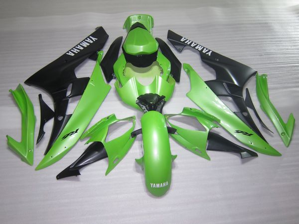 100% apto para carenagens moldadas por injeção Yamaha YZF R6 2006 2007 carenagem preta verde YZFR6 06 07 OT26