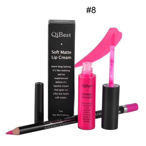 

wholesale- 1set lip gloss + lip liner pencil functional eyebrow eye lip makeup waterproof colorful cosmetic lipliner pen makeup set