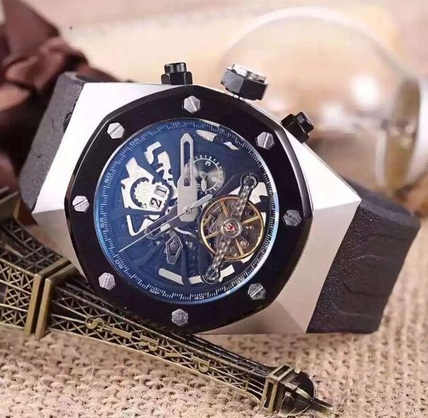 

Luxury Men's Black Date Leather Sport Mechanical Automatic Wrist Watch Fashion Swiss Design Drop Ship