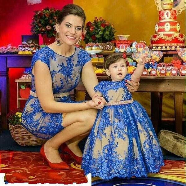 

королевский синий мать дочь платье для bithday платье семьи соответствующие наряды принцесса дети и мать платья носить выпускного вечера вос, White;blue