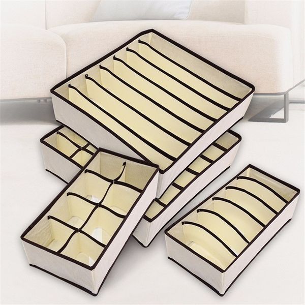 

4 unids underwear bras storage box organizer 2 colors beige / rose red scarves boxes organizer drawer closet for underwear bra socks