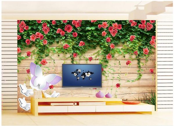 3d Wallpaper Custom Photo Non Woven Mural Romantic Rose Tracery Wall Butterfly Painting 3d Wall Murals Wallpaper For Walls 3 D Living Room Free 3d