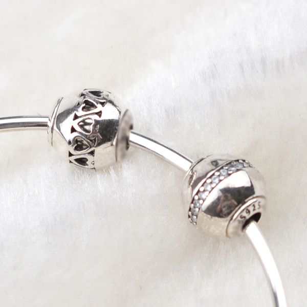 

edell 100% 925 sterling silver bead charm openwork love fixed beads fit pandora essence bracelet bangle diy jewelry birthday present, Black
