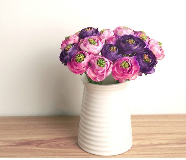 

9 голов / букет моделирование искусственного шелка цветы ranunculus romantic wedding / bridal / home decor декоративные цветок длинные 22см