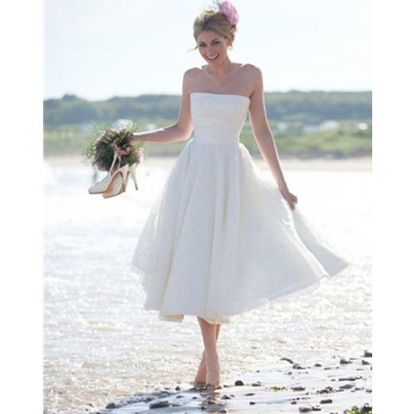 

пользовательский размер us2-26w ++ пляжный шифон без бретелек свадебные платья простые короткие линии свадебные платья мода низкой спины сов, White