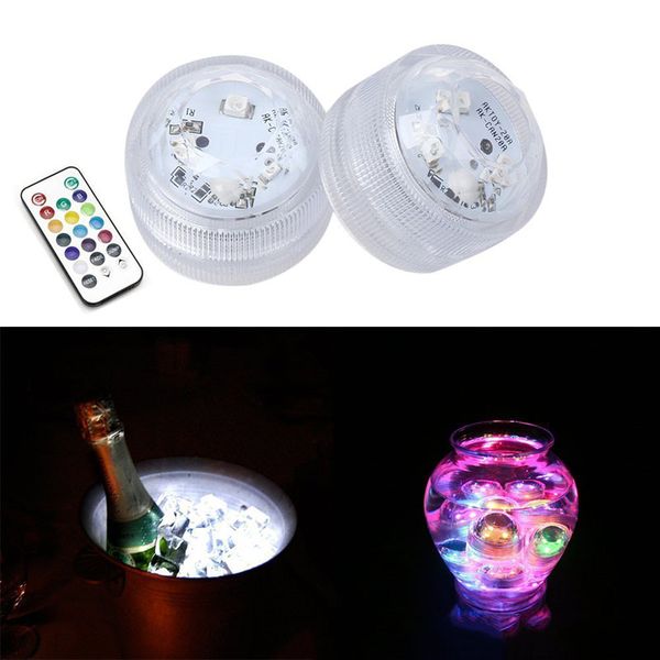 Led Tealight che cambia colore a lume di candela impermeabile acquario sommergibile acquario bar vaso luce con telecomando