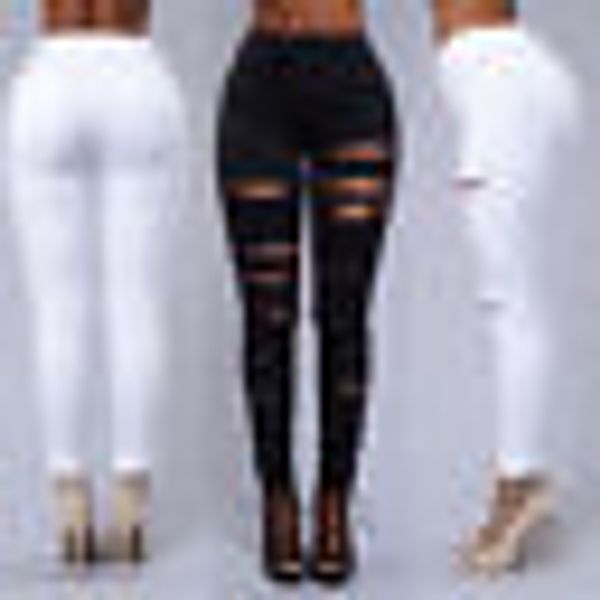 

wholesale- ladies ripped knee skinny jeans womens high waisted jegging 6 8 10 12 14 16, Blue
