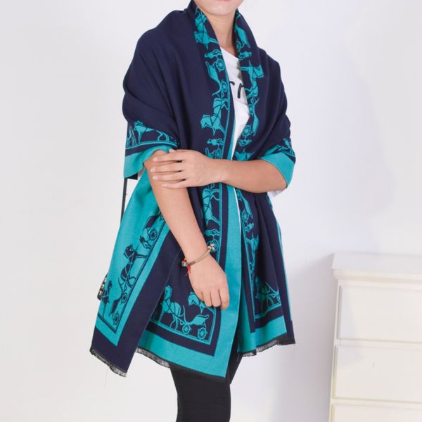 

wholesale- brand scarf women 2016 winter horse faux cashmere scarves and stoles soft double sided scarf bufanda echarpes foulards femme, Blue;gray
